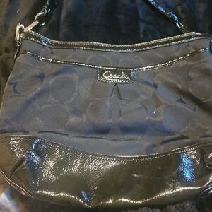 Coach Black Glossy Shoulder Bag